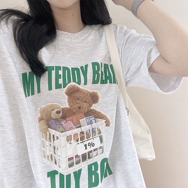 마이테디, 곰돌이 프린팅 오버핏 반팔 티셔츠