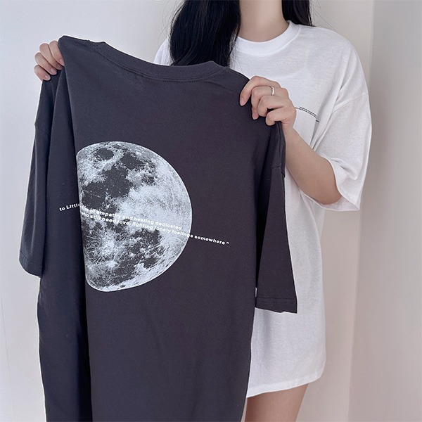 라니, 풀문 백프린팅 오버핏 반소매 티셔츠