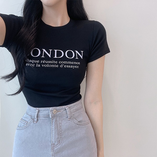 [글램핏] 원하던 핏, 런던 레터링 반소매 티셔츠