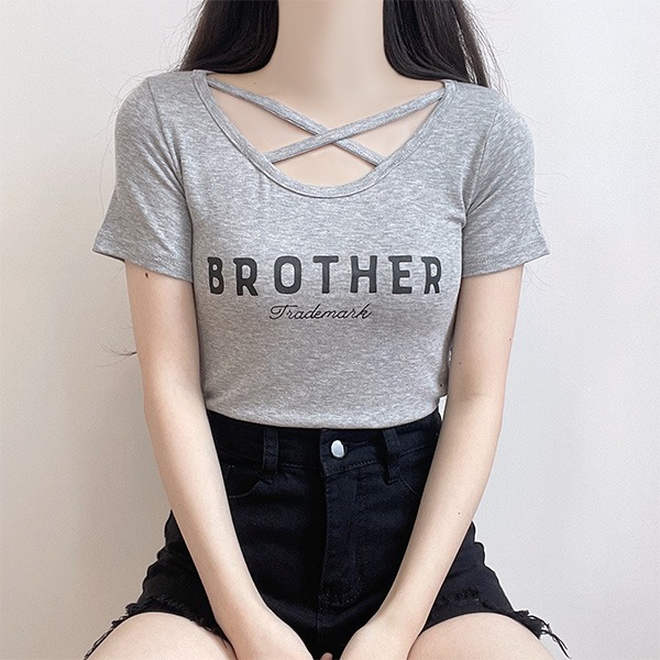 ♥흠뻑쇼 코디♥ 브라더 엑스 꼬임 레터링 크롭 반소매 티셔츠